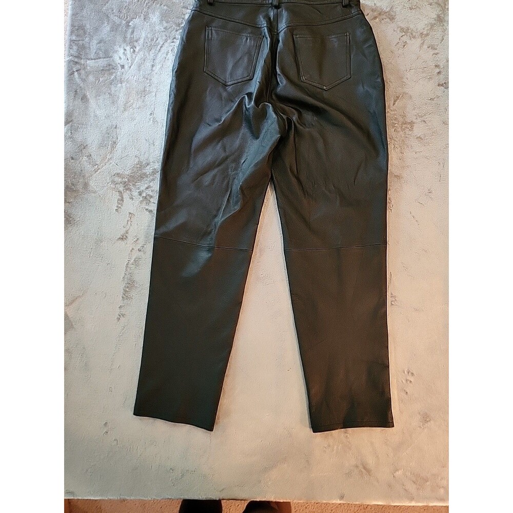 VTG Bagatelle High Rise Leather Pants Womens Sz 16 Straight Leg Lined Black Moto - Picture 6 of 11
